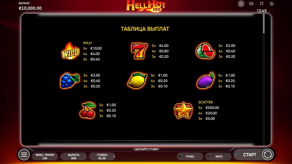 hell hot 100 symbols hell hot 100 символы